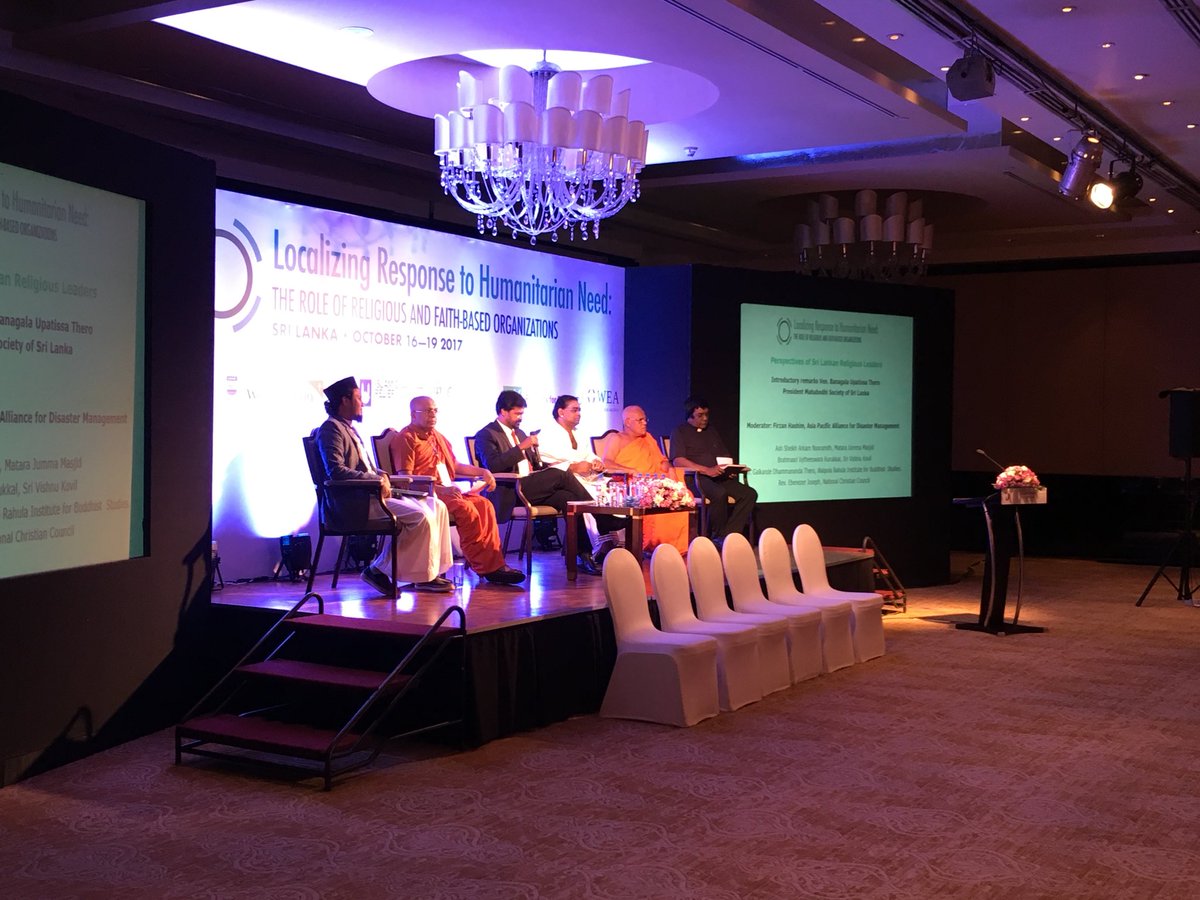 jeanfduff's tweet photo. Religious leaders from 4 #Sri Lanka  traditions speak to common call to service and collaboration #localfaithaid @JLIFLC @WorldVision https://t.co/yexBIqpsKX