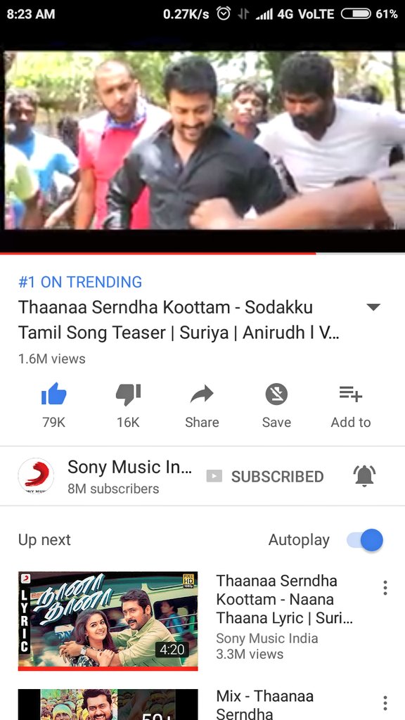 Anishkumar2706's tweet photo. #sodakku #song😍😍 trending la no 1😎😎💪💪@Suriya_offl @VigneshShivN @StudioGreen2  நாங்க பாக்கதான்டி #classu ..இறங்கிட்டோம் பக்கா#local uhh... https://t.co/qj1Pm7mej9