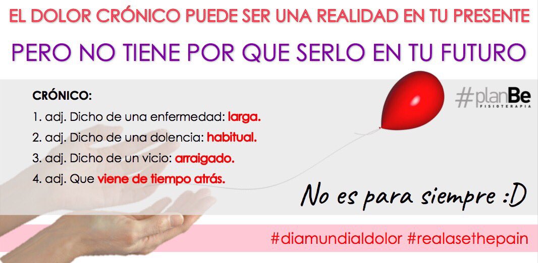 ClaraBerge's tweet photo. 🎈Día Mundial Contra Dolor🎈 #CRÓNICO NO SIGNIFICA PARA SIEMPRE‼️ 

Educación dl paciente cn #dolorcrónico🗝#realeasethepain #diamundialdolor https://t.co/B4HtDwrzcB