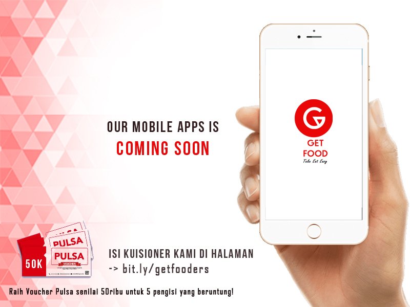 Teman2 , dalam rangka meningkatkan layanan &amp; fitur di aplikasi layanan pesan antar makanan kami  makasih 
klik di
bit.ly/getfooduser
