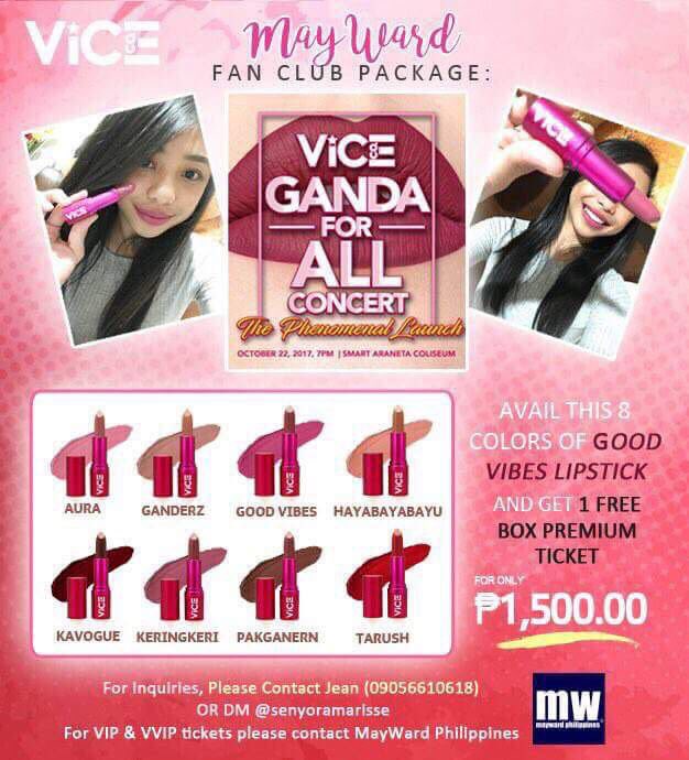 MsMarisseGarcia's tweet photo. Tara suportahan natin sila Vice &amp; Maymay! Bili na ng 8lipsticks meron na ONE FREE PREMIUM BOX Ticket! 

-

MAYWARDHappy CreamOThoughts https://t.co/bwTvYYP2ph