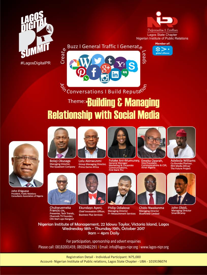 Wants to create buzz, generate traffic, leads, join conversations &amp; build reputation? Attend d 2nd Lagos Digital PR Summit #LagosDigitalPR