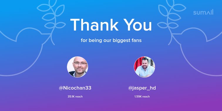 Our biggest fans this week: <a href="/Nicochan33/">Nicolas Babin</a>, <a href="/jasper_hd/">Jasper HD</a>. Thank you! via sumall.com/thankyou?utm_s…