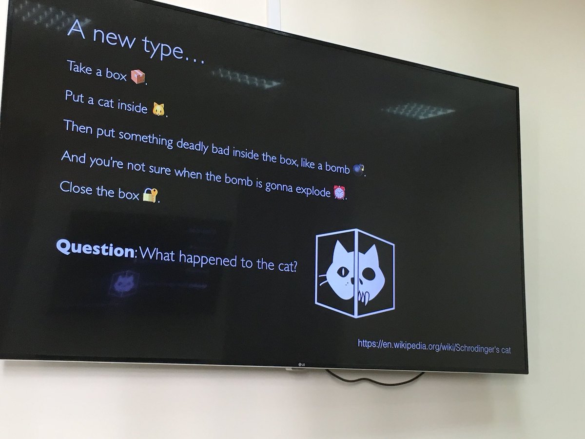ios_foundation's tweet photo. Discussing of Optionals in Swift and the relations with the Schrodinger's cat. #iosFoundation https://t.co/bjAbRmw4Z1
