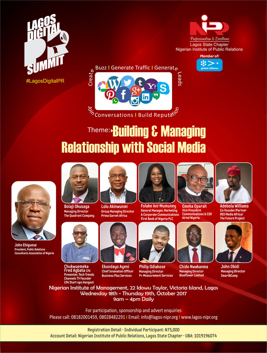 Wants to create buzz, generate traffic, leads, join conversations &amp; build reputation? Attend d 2nd Lagos Digital PR Summit #LagosDigitalPR