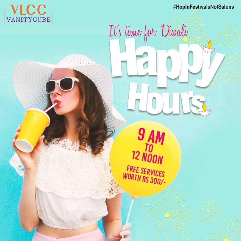 VanityCube's tweet photo. Say hello to Diwali Happy Hours! Welcome us at your home between 9 AM to 12 noon and get the free services worth Rs. 300. Book your appointment at:https://t.co/o3JQYCpHYA or call us at 8010801091
#HopInFestivalsNotSalons #Diwali #VanityCube #BeautyServices https://t.co/LYgQa3PlVP