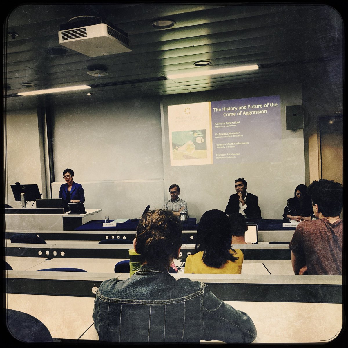 Matilda_Arvid's tweet photo. On now: โThe history of the crime of aggressionโ with Anne Orford, Pรฅl Wrange, Martti Koskenniemi and Amanda Alexander @lpilmelb #lpil https://t.co/DcTBC6wl5H