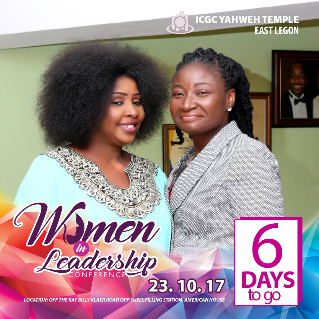 RevIsmaila's tweet photo. The countdown is on. 6days more to the #WomeninLeadership Conference 2017. Venue: @ICGCYAHWEH. Its time unleash the greatness in you. #WLC17 https://t.co/Z0QFBXCUQh