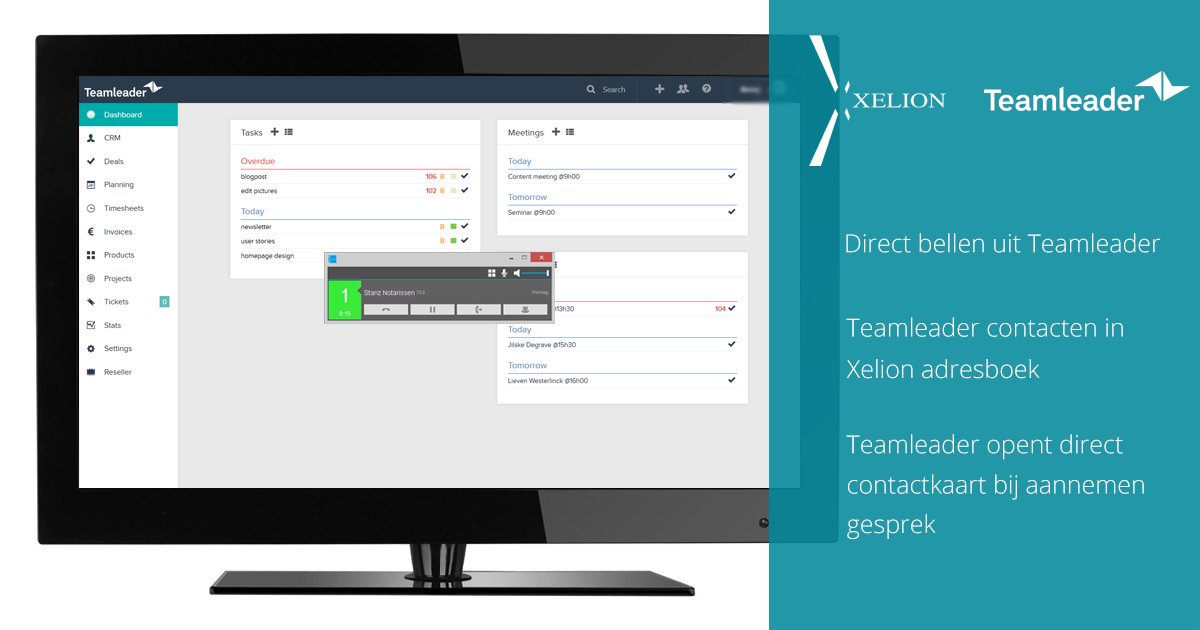 Teamleader koppeling met #Xelion is beschikbaar. Koppel uw CRM pakket voor nog meer Organised Communication. servicesforict.nl/voip-services/ #oc