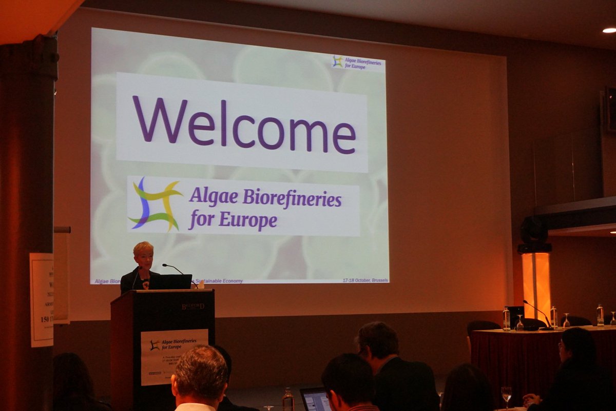 DFactoryFP7's tweet photo. Opening session chaired by Patricia Harvey, our project coordinator, here in Brussels for the @algae4EU conference #algae #biorefinery https://t.co/kcdUXLqh0X