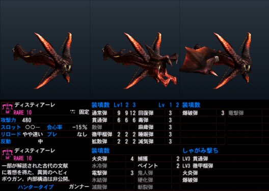 ルセ ルナ エストオレ 金煌月盾斧クリュサル 8に続いて希少種武器 こちらは金レイアチャアク 4gでは強力な火属性4に加え強属性ビン まさにナズチキラー 大宝玉集めのオトモでした Xxでも作ろうかなと調べたら原種チャアクに全体的に劣ってる