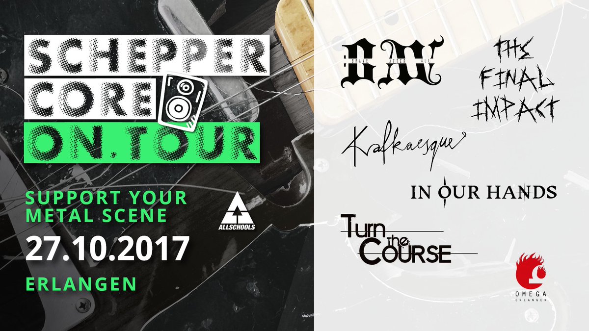 KafkaesqueBand's tweet photo. 27.10. - Erlangen. Event: https://t.co/mTTI6JSUBY
#scheppersupport #scheppercore #metal #erlangen #omegaerlangen #supportyourmetalscene https://t.co/XUNyMfSGET