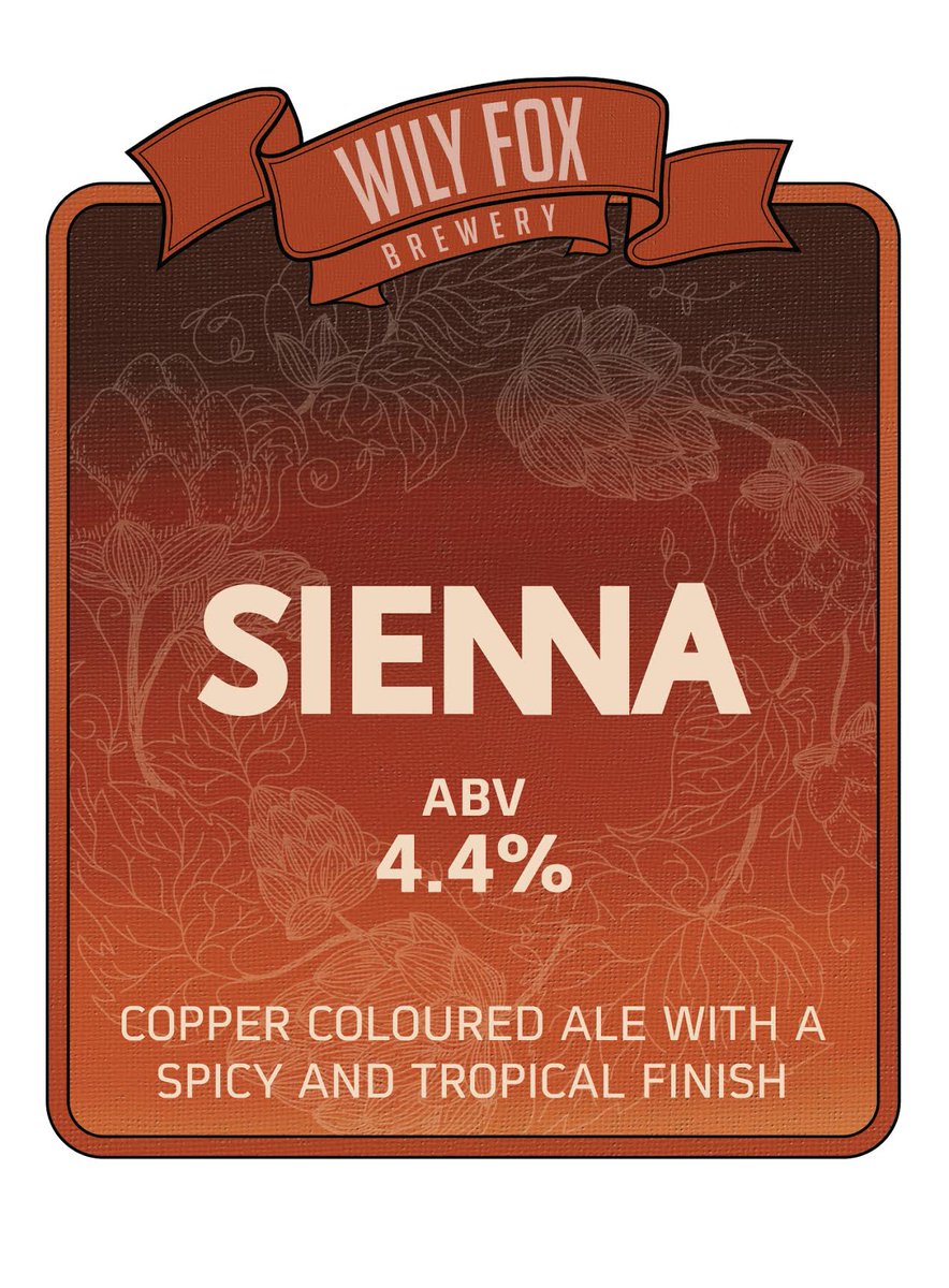 WilyFoxBrewery's tweet photo. Three big hitters out this week!  Sienna new special beer, Mosaic &amp; Simcoe hops giving passion fruit aromas, the other two @SIBA01 Gold! https://t.co/xXDJhqxgYL