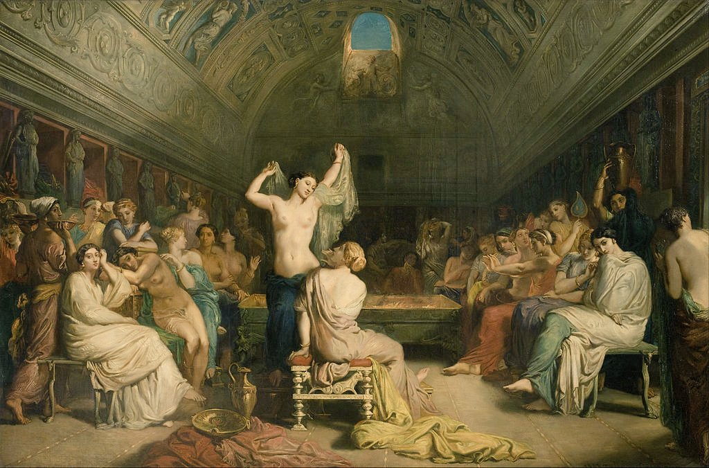 ミヤウチハク در توییتر 絵画美人シリーズ テオドール シャセリオー テピダリウム 1853年 女性がたくさん描かれてるけれど よーく見てみると女性の国籍や人種はバラバラ 世界中の美女が集められた女性だけの城 ハーレム 女性しかいないからか 皆ちょっと開放