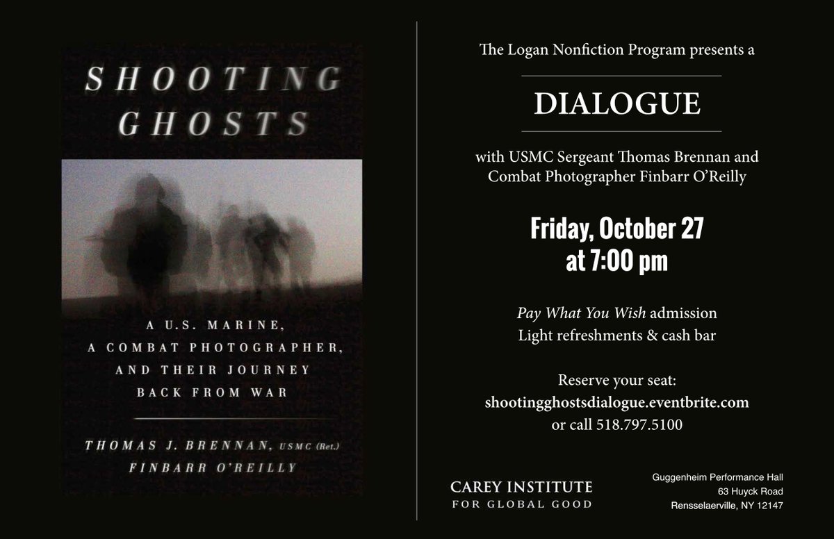 CareyInstitute's tweet photo. Excited to be welcoming back 2 Logan Nonfiction fellows @thomasjbrennan & @finbarroreilly to present Shooting Ghosts https://t.co/MxyeRtfYcs https://t.co/4atLFU5ZCx