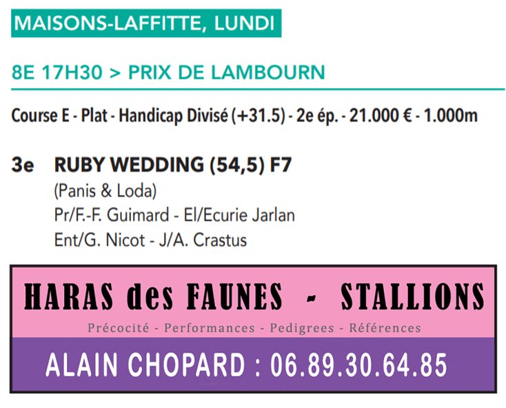 Congratulations #Ruby_Wedding, &team - 3rd Prix de Lambourn (E) - Maisons-Laffitte 09.11 Sired/HDFstallion: haras.desfaunes.free.fr/frameetalon/