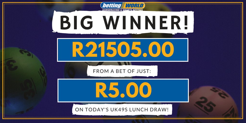 TabSouthAfrica's tweet photo. We have one lucky punter to report from our #Thembisa branch who has struck it big in today's UK49s Lunch draw #UK49s #BIGWINNERALERT https://t.co/dtUn02WfMh