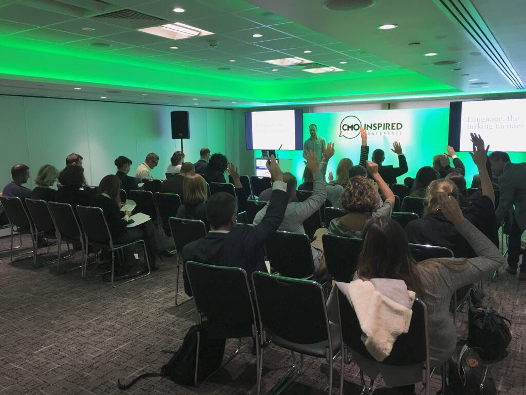 TheWriter's tweet photo. Here's our @nickpadmore at #CMOInspired, apparently bathed in an eerie green light. https://t.co/t7bBhMYMkh