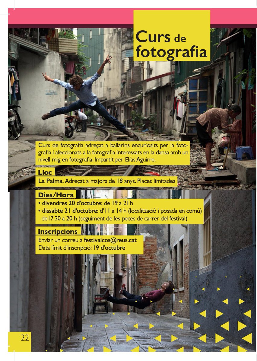 reus_cat's tweet photo. Ets ballarí/na i t'agrada la fotografia? Pel #COS2017 Elías Aguirre fa aquest curs. Inscriu-te abans de 19/10
https://t.co/RR5E4xJrIy #Reus https://t.co/AmfnR3mj7J