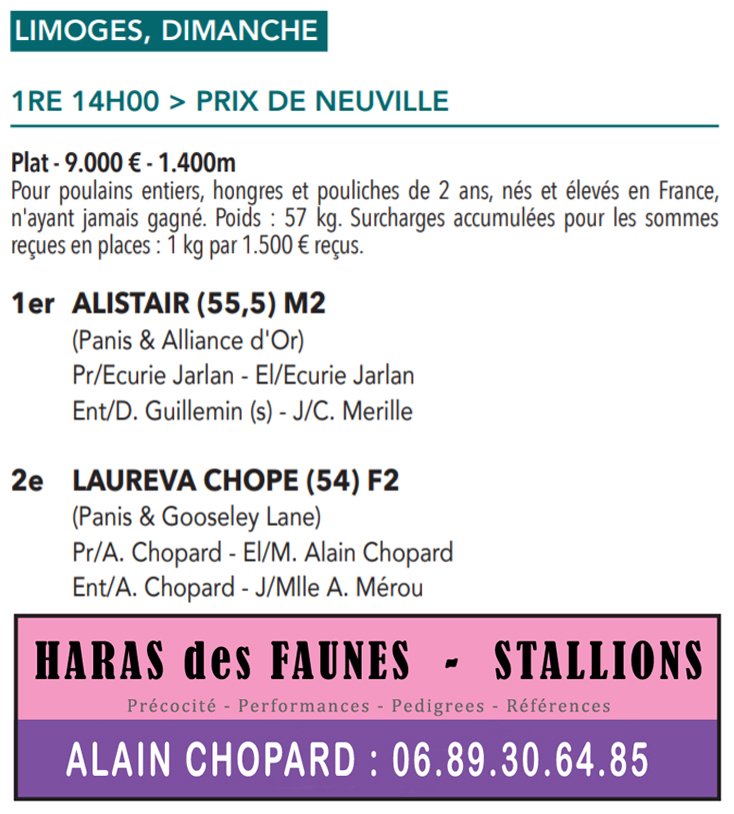 Congrats #Alistair & #Laureva_Chope 2yo, &teams - 1st & 2nd Prix de Neuville - Limoges 10.08 Sired/HDFstallion: haras.desfaunes.free.fr/frameetalon/