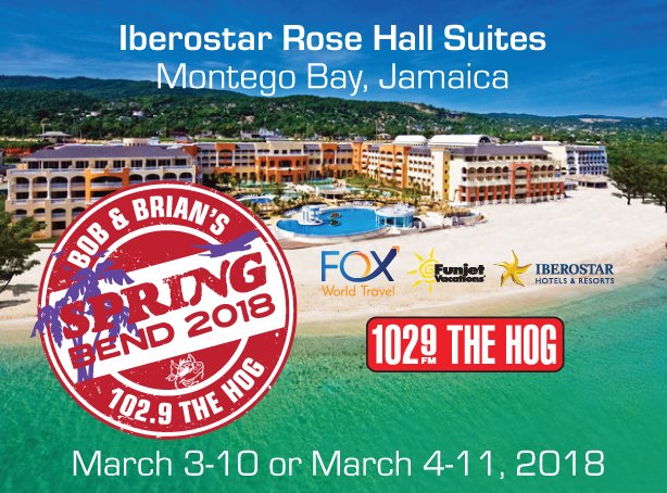 1029TheHOG's tweet photo. Bob &amp; Brian #SPRINGBEND2018 at Iberostar Rose Hall Suites in Jamaica (March 3-10)!! https://t.co/jsherEW915 @foxworldtravel @FunjetVacations https://t.co/1eSFIN4Xju