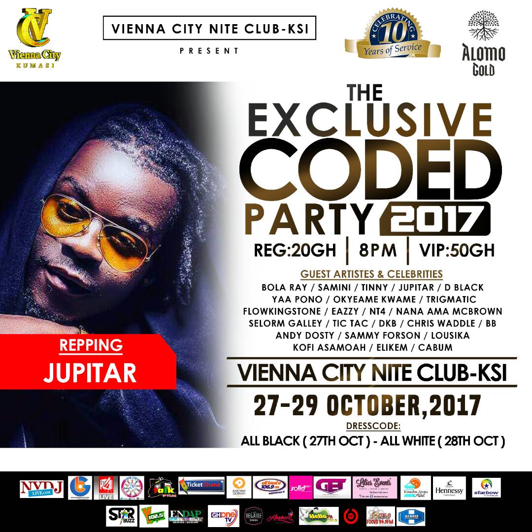 nydjlive's tweet photo. Celebrating a bruva and a friend. 10 years in the game #ExclusiveCodedParty coming off from October 27-29 inside Vienna City, Kumasi. https://t.co/JcaX5NzCx8