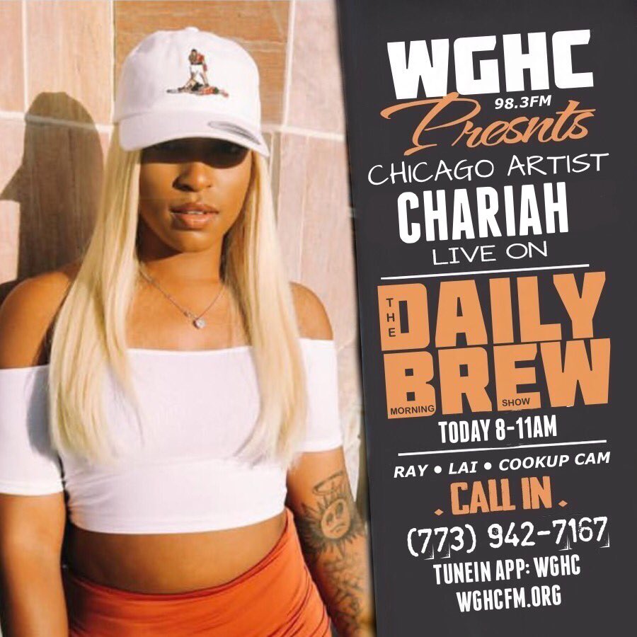 CookUpCam's tweet photo. The beautiful 🎤 @Riahh_Fbaby will be LIVE in the studio today @TheDailyBrewChi #WGHC 98.3 FM https://t.co/RSvSmfieOD 8am-11am https://t.co/UkrPmwsmQm