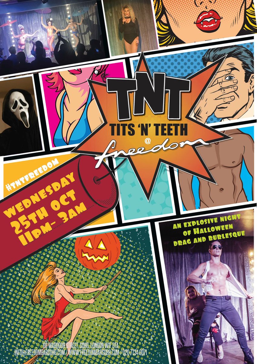 babygevents's tweet photo. A very exciting Halloween themed #titsnteeth #tntfreedom next week at @freedombarsoho https://t.co/anKUSpex8a