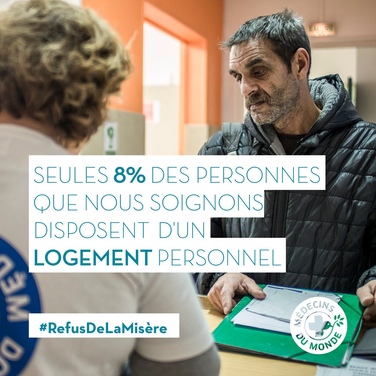 MdM_France's tweet photo. @ATDQM @emmaus_france @caritasfrance @SecoursPop @lacimade @gerardcollomb @MezardJacques @agnesbuzyn @prioritesante "Quand on ne sait pas où l’on va dormir le soir ou ce que l’on va manger, comment prendre soin de sa santé ?" #RefusDeLaMisère #Logement https://t.co/v6uw3kB8Cf