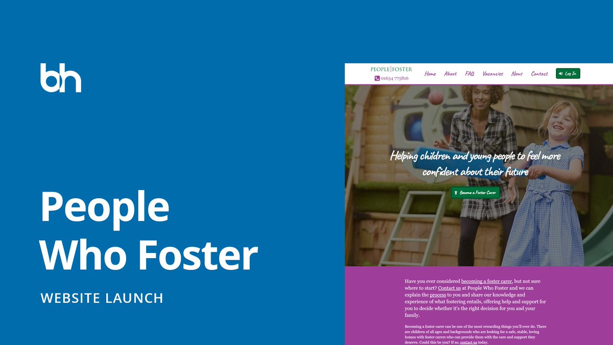 BlueHouseDesign's tweet photo. We're thrilled to see our latest website for the People Who Foster is live. Check it out at https://t.co/zaDGaPKo50 #webdesignkent https://t.co/6EdEiJ0leM