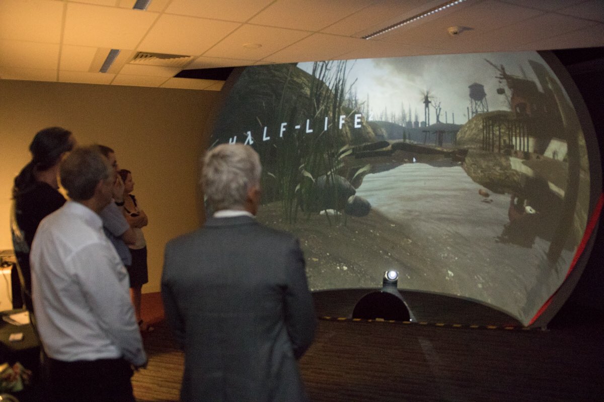 karen_blackmore's tweet photo. Testing the @i3_lab iDome with the help of @immersaview and @steam_games @UON_research #VR https://t.co/GFFw7vUIAE