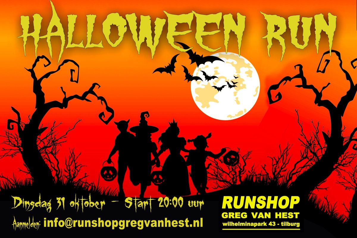 RUNSHOP's tweet photo. Durf jij het aan? 31 oktober HALLOWEEN RUN bij RUNSHOP Greg van Hest aanmelden  verplicht via info@runshopgregvanhest.nl ! https://t.co/pFqYJXx07R