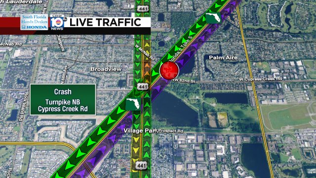 Crash has Turnpike NB CLOSED at Cypress Creek Rd #trafficalert https://t.co/lBQlRikAOU