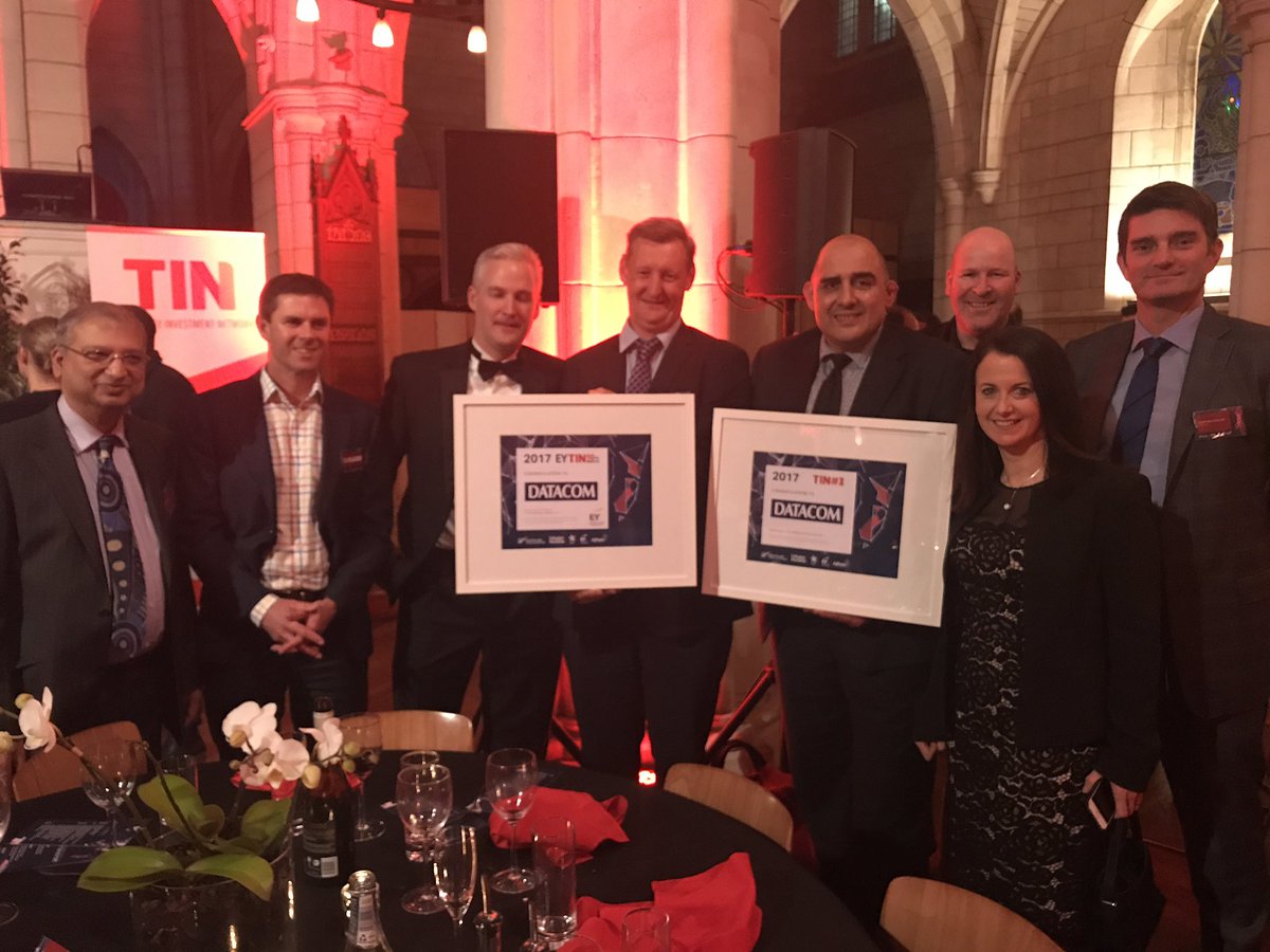 catcomnz's tweet photo. The #Datacom team is delighted to receive the #1 EY Ten to Watch award and the #1 TIN Award this evening #TINtech100 https://t.co/My5KpPmsVw