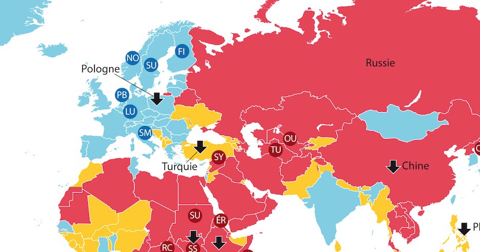 courrierinter's tweet photo. Carte • Où en est la démocratie dans le monde ? https://t.co/FCTCHznDOL https://t.co/SG6XHNDI6G
