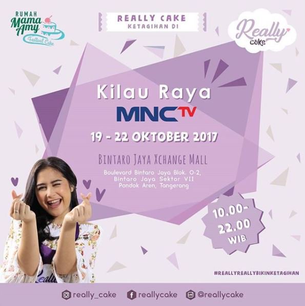 Official_MNCTV's tweet photo. Really Cake Ketagihan di #KilauRayaMNCTV26! Yuk ketemu @PrillyBie 19-20 Oktober di Bintaro Jaya XChange Mall! #reallyreallybikinketagihan https://t.co/0xsNbavyXD