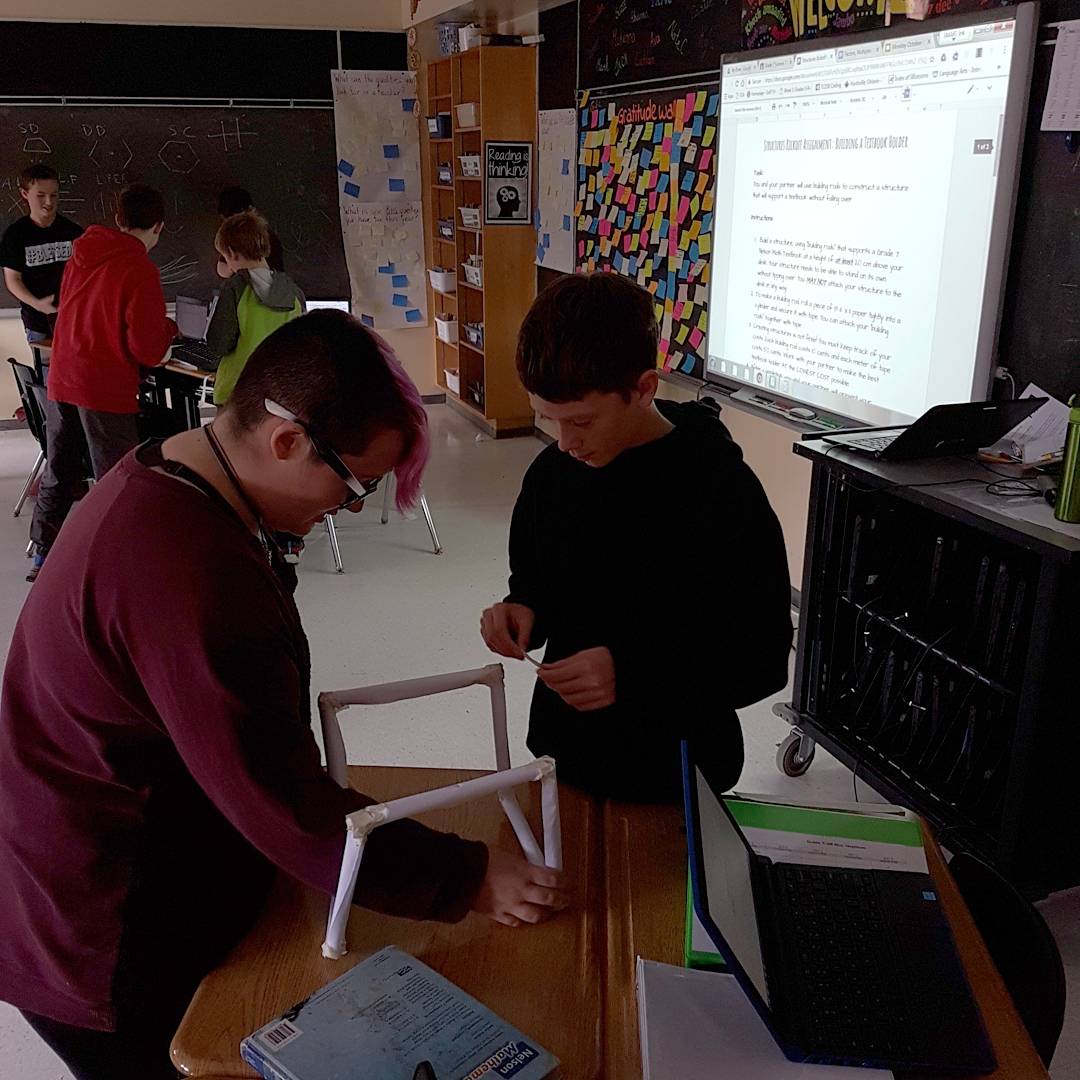 l_felhaber's tweet photo. Enjoying getting to know all the Gr7s during our Science: Form and Function Textbook Holder Challenge. @PineGlenPS #TLDSBlearns #Gr7Science https://t.co/rwB9TcYVng