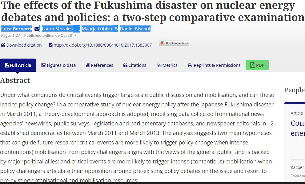 SciencesPo_CEE's tweet photo. The effects of the Fukushima disaster on nuclear energy debates &amp;policies: a two-step comparative examination
https://t.co/SOY3EjaMFB https://t.co/J4YLap4T5n