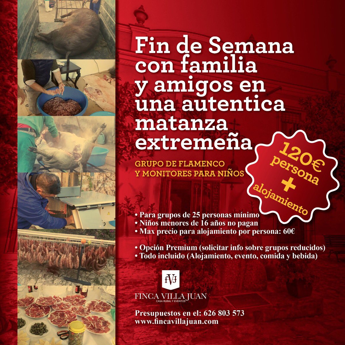 Fincavillajuan's tweet photo. Autentica Matanza Extremeña!! OrganiZa tu grupo ! 200€ por pax TODO incluido, NIÑOS gratis finde en Finca Villa Juan. A desconectar! https://t.co/ylIrN61J3m