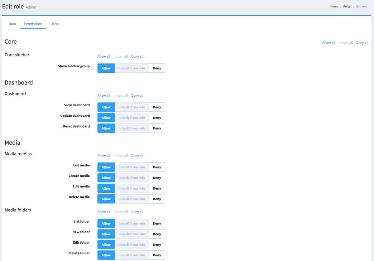AsgardCMS's tweet photo. Permissions have a shiny new UI. https://t.co/1nhp2w8Vzv