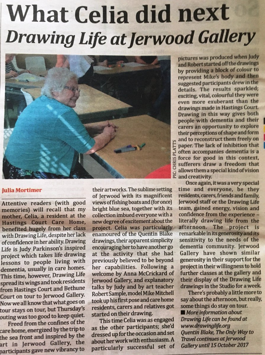 "Celia has benefited hugely." Read how Drawing for Life is giving our residents with #dementia new opportunities out in the community.