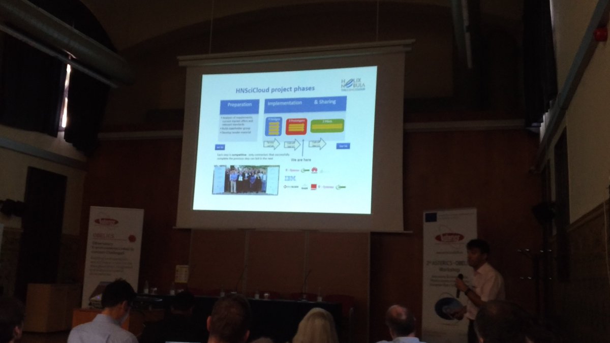 asterics2020's tweet photo. Bob Jones @CERN presenting the road towards hybrid #cloud model approached in @HelixNebulaSC at #AOWS2017 https://t.co/gSsTYYDfyx