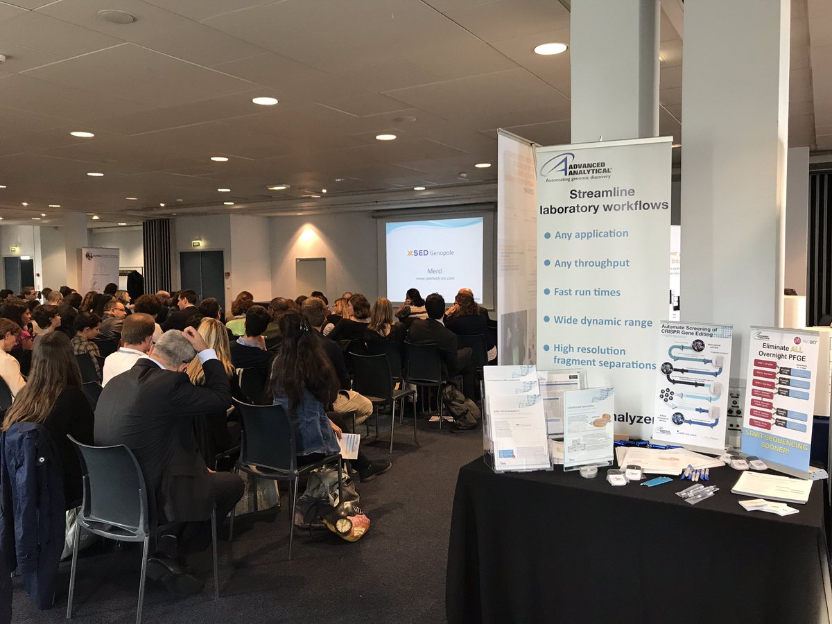 wamoyal's tweet photo. Busy room at #JPFGenopole today. Stop by the @AATI_US booth to learn more about the #FragmentAnalyzer and the #FemtoPulse. https://t.co/HCsLeexrHc