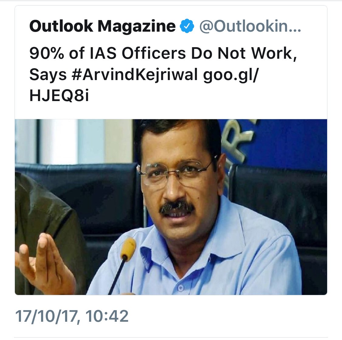 ajaymaken's tweet photo. “90% IAS officers dont work: Kejriwal”

As Delhi &amp; Union Cabinet Minister-I worked with same officers-
Delivered &amp; Won 5 elections in a row! https://t.co/32hNPu6u9h