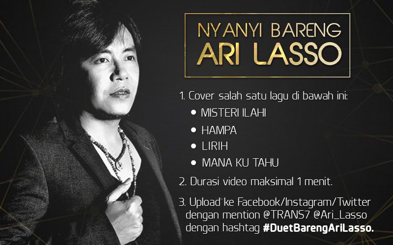 Ikuti cara berikut ini, 1 orang akan mendapatkan 2 buah tiket Konser <a href="/Ari_lasso/">#arilasso</a>, cover lagunya dan dapatkan tiketnya! #SepenuhHati