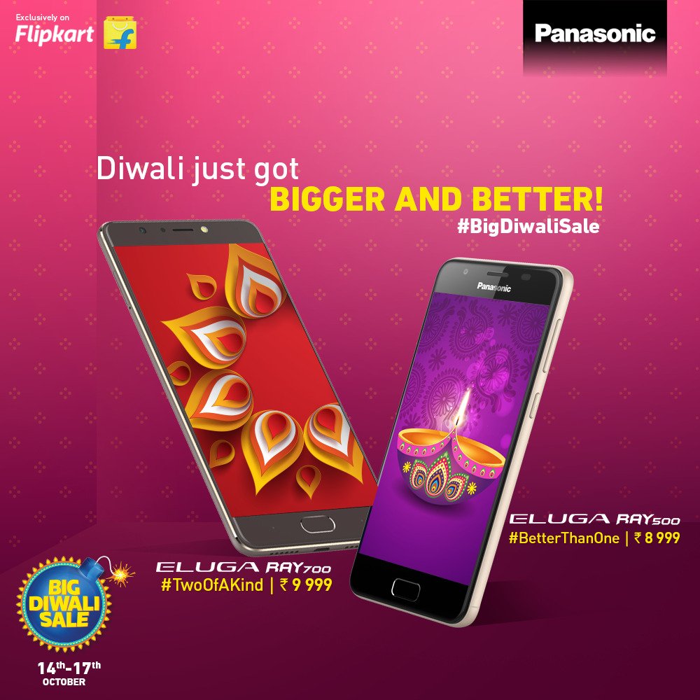 Panasonic_mob's tweet photo. Get the Eluga Ray 500 and Eluga Ray 700, only on Flipkart's #BigDiwaliSale. 
#ShubhBhiLabhiBhi
Buy Now: https://t.co/OKt756PxbH https://t.co/ME5vvXiBsq