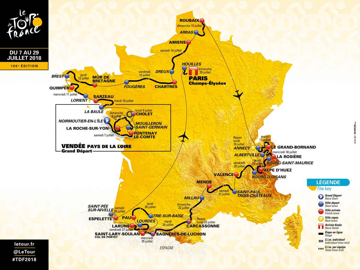 ju_drem's tweet photo. TADAM ! Et voilà le parcours officiel du #TDF2018 ! Déjà hâte que ça commence, pas vous ?! 💛 #ViveLeTour https://t.co/enXrMtLOfs