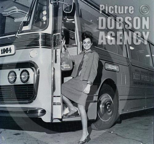 sallyann16's tweet photo. @AnnSidney1 Miss World visits Plaxtons in Scarborough at the launch of the Miss World 1964 coach #plaxtons #Scarborough @TheScarboroNews https://t.co/BSlySrsgn7