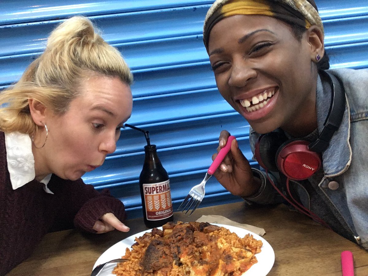 ruthiepegs's tweet photo. Last night the cast sampled some traditional African dishes #playprep @FourthMonkeyTC @MarilynNadebe @toluedwards @MickeyMShaw4 #newflavours https://t.co/XhEoJ64IKf