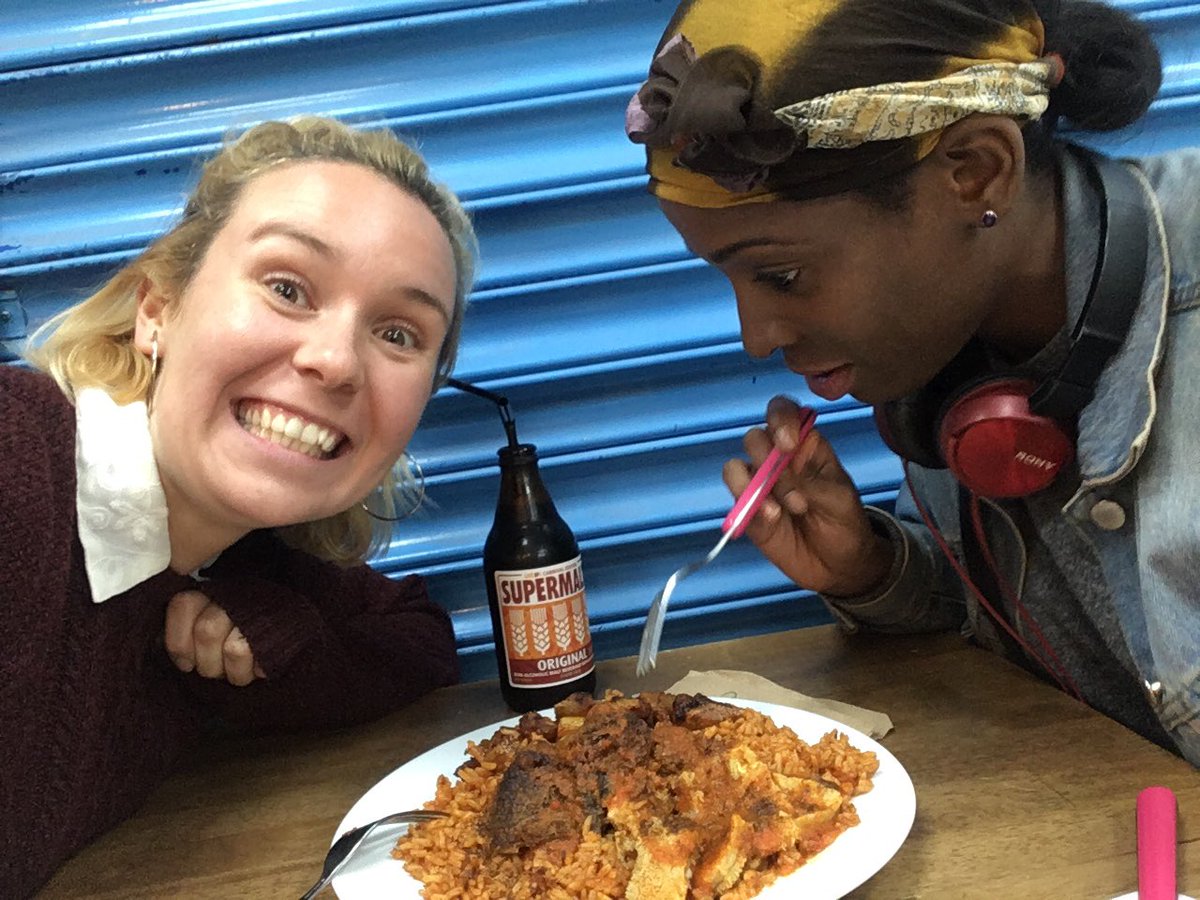 ruthiepegs's tweet photo. Last night the cast sampled some traditional African dishes #playprep @FourthMonkeyTC @MarilynNadebe @toluedwards @MickeyMShaw4 #newflavours https://t.co/XhEoJ64IKf